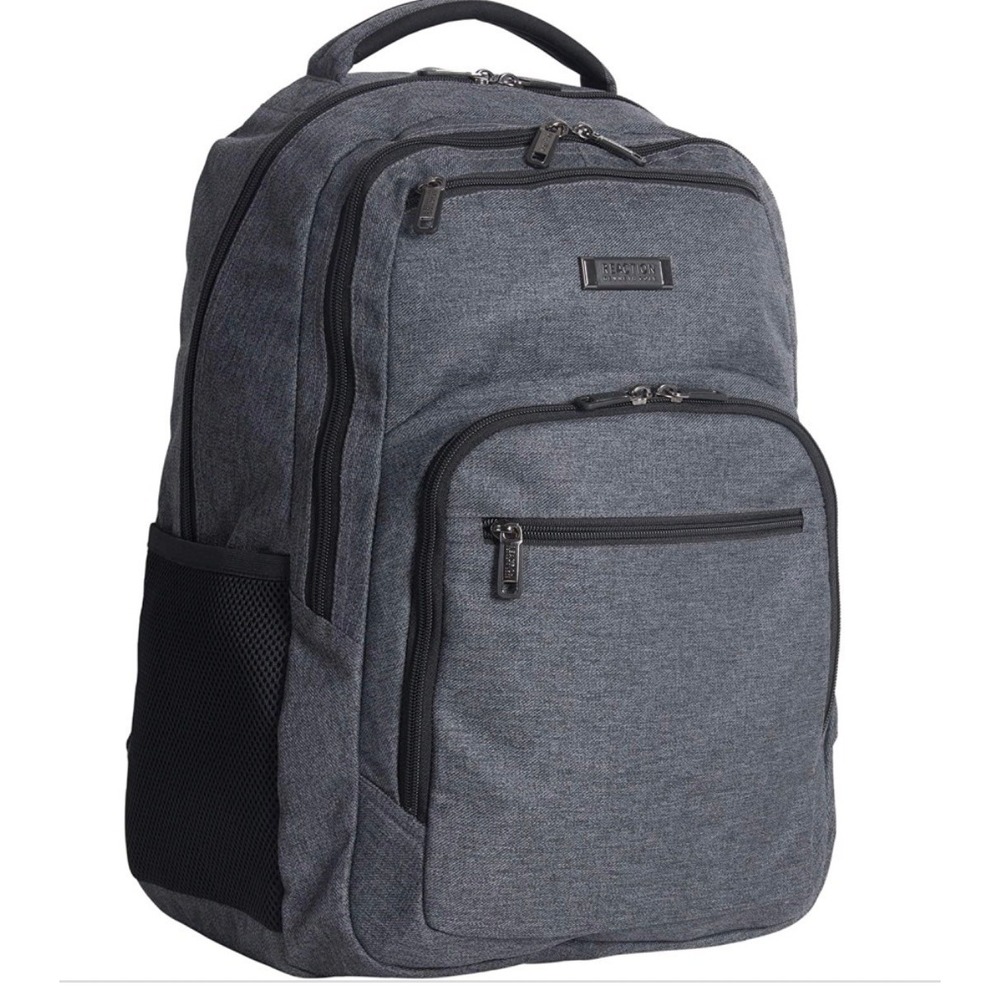 Kenneth Cole Reaction Mens Laptop Backpack‎ RFID 17.3 Inch Heathered Grey Travel